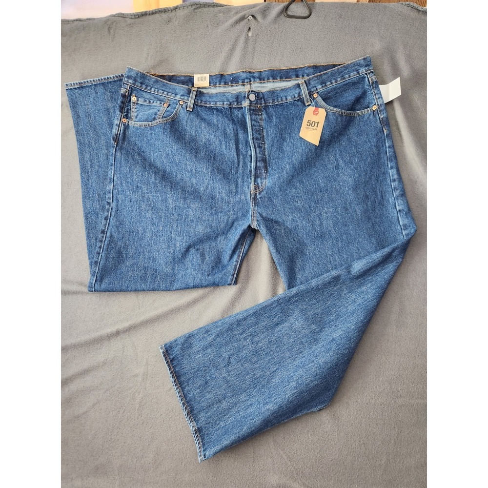Levi's 501 Blue Straight Leg Jeans - Button Fly 50x32 Big And Tall - NEW Classic